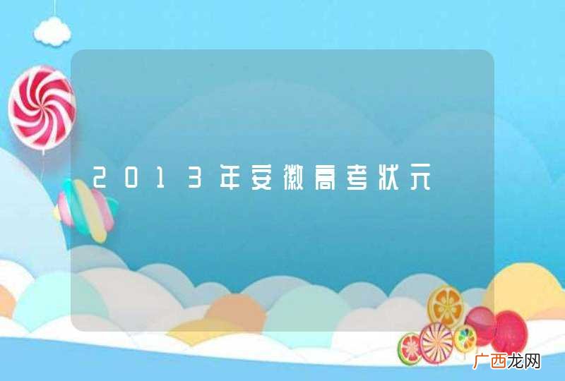 2013年安徽高考状元