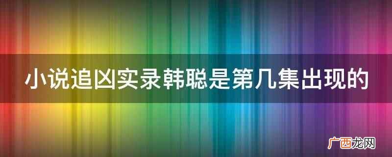 小说追凶实录韩聪是第11集出现的 小说追凶实录韩聪是第几集出现的