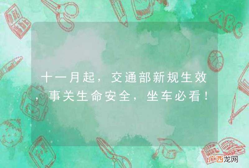十一月起，交通部新规生效，事关生命安全，坐车必看！