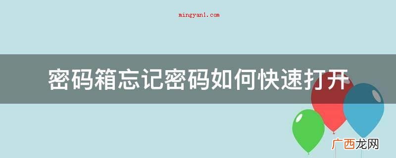 密码箱忘记密码如何快速打开
