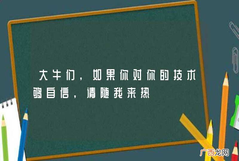 大牛们,如果你对你的技术够自信,请随我来热