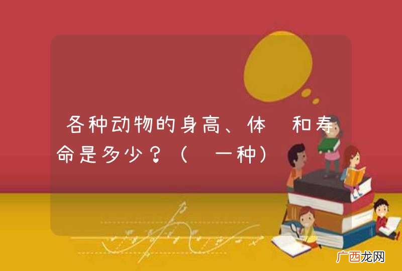 说一种 各种动物的身高、体长和寿命是多少？