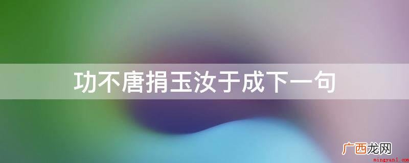 功不唐捐,玉汝于成没有下一句,各自源于几篇文章内容 功不唐捐玉汝于成下一句