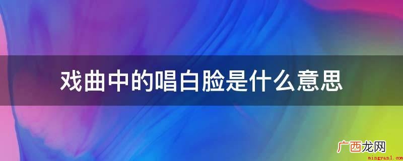 戏曲中的唱白脸的意思就是指 戏曲中的唱白脸是什么意思
