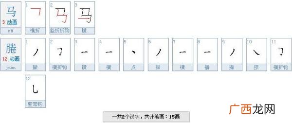 马这个字有几个笔画,木马不会跑五个字共有多少笔画？