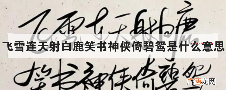 简略回应中国香港武侠江湖领军人物 飞雪连天射白鹿笑书神侠倚碧鸳是什么意思