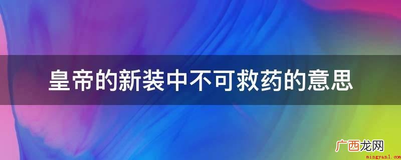 一意孤行早已到了无可救药的地步 皇帝的新装中不可救药的意思