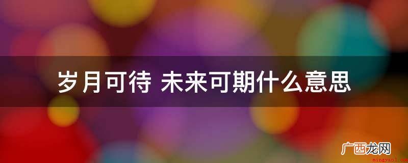 岁月可待,来日可期的意思是将来会很幸福,值得期待的 岁月可待 未来可期什么意思