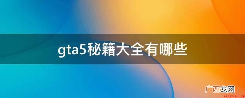 Online模式中不能应用 gta5秘籍大全有哪些
