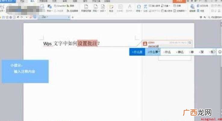 wps批注怎么设置内容 wps批注怎么设置