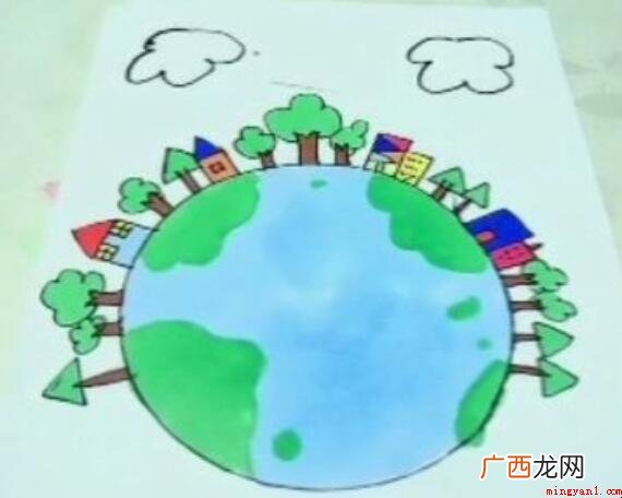 The World Earth Day 全球地球上日保护地 保护地球简笔画怎么画