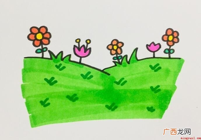 草坪简笔画怎么画 草地上有草的话就可以了 草坪简笔画怎么画