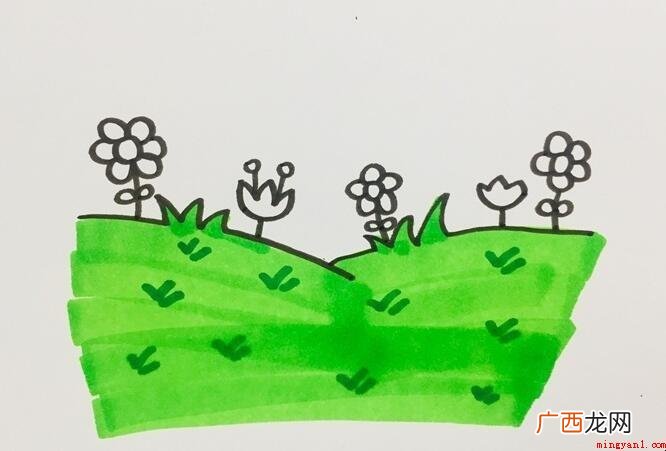 草坪简笔画怎么画 草地上有草的话就可以了 草坪简笔画怎么画
