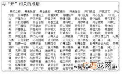 开有关的成语有哪些,开的反义词是什么呢？