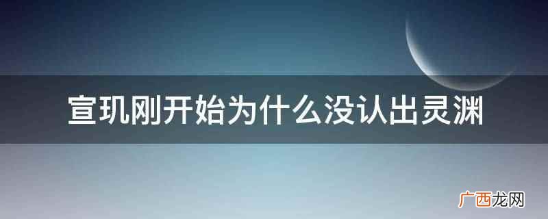 宣玑刚开始为什么没认出灵渊