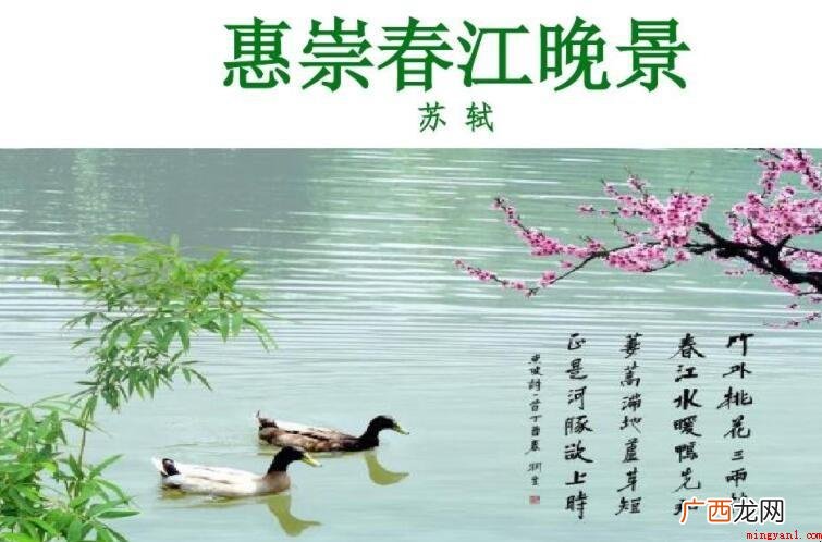 《惠崇春江晚景》归属于什么诗 《惠崇春江晚景》属于什么诗