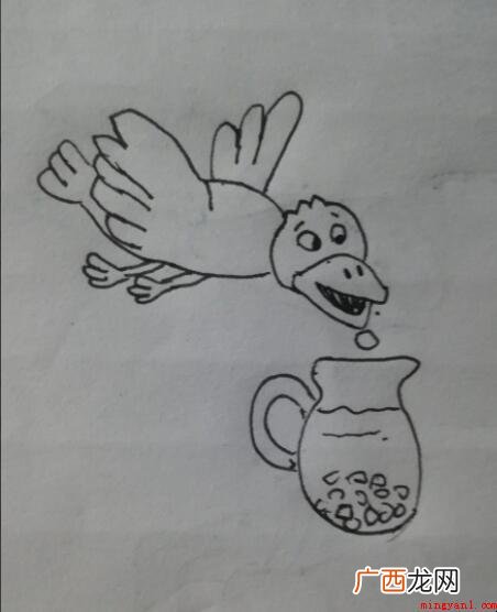 怎么画一张简易的乌鸦喝水的简笔画 怎么画乌鸦喝水的简笔画