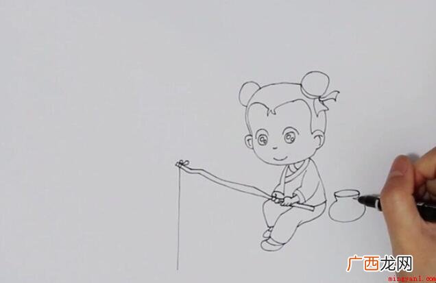《小儿垂钓》诗配画怎么画