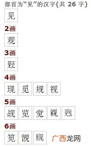 带有见字旁的字,见偏旁的字有哪些？