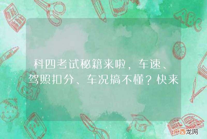 科四考试秘籍来啦，车速、驾照扣分、车况搞不懂？快来学习下~