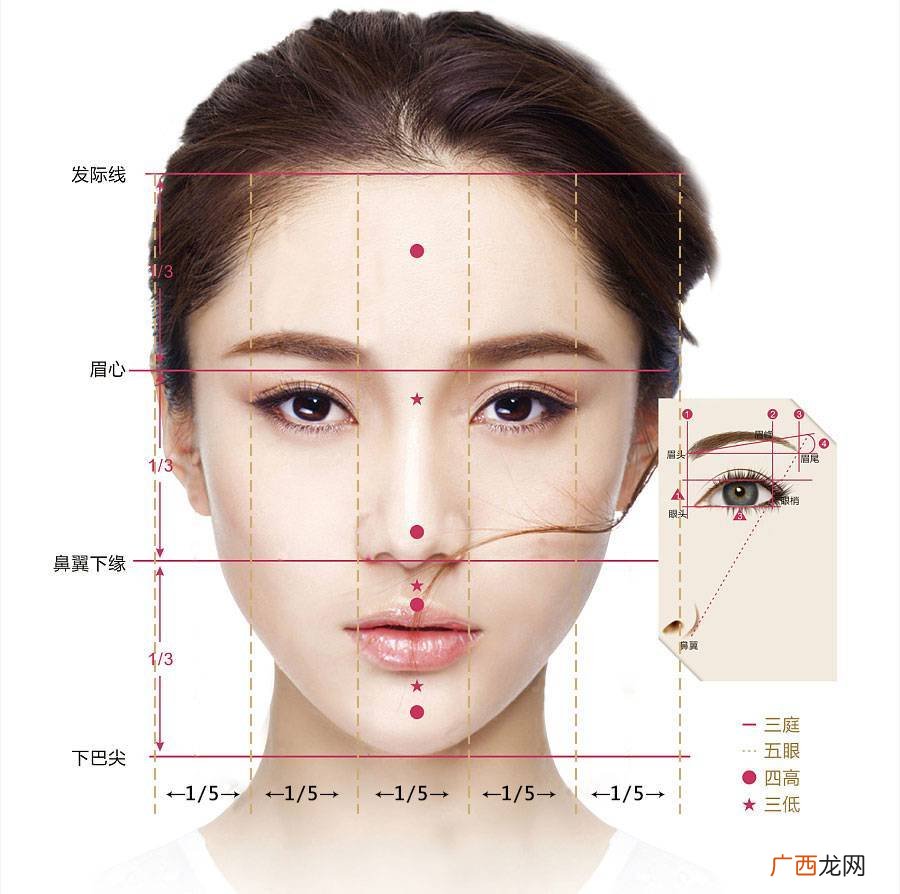 三庭五眼中什么是指从眉骨至鼻底,标准脸型所指的三庭五眼怎样区分？