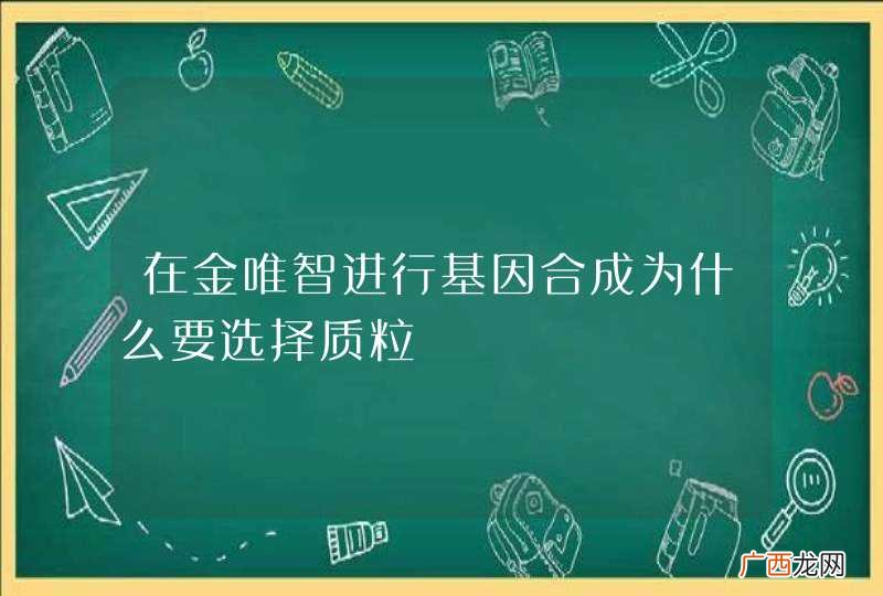 在金唯智进行基因合成为什么要选择质粒