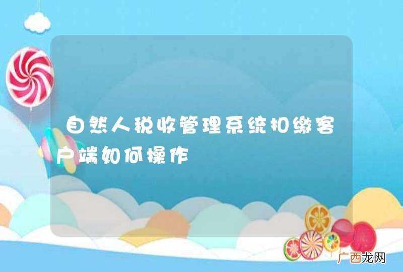自然人税收管理系统扣缴客户端如何操作