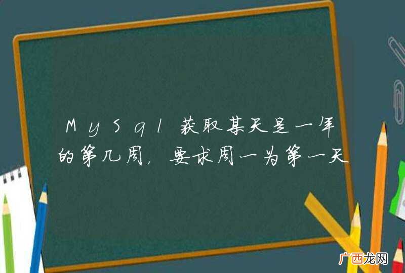 MySql获取某天是一年的第几周，要求周一为第一天，并且一年多余的天数算到第二年的第一周