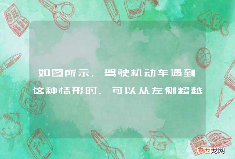 如图所示，驾驶机动车遇到这种情形时，可以从左侧超越。_答案是错