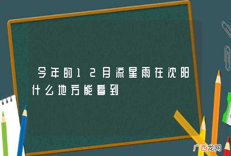 今年的12月流星雨在沈阳什么地方能看到