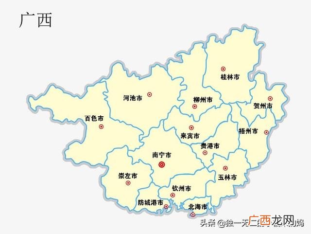 广西南宁有多少个区域分别是什么,广西地级市划分图？