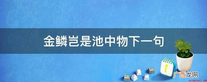 九霄龙吟惊天变,风云会潜水游 金鳞岂是池中物下一句