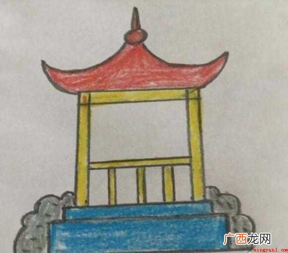 亭子简笔画怎么画 凉亭涂上自己喜欢的颜色 亭子简笔画怎么画