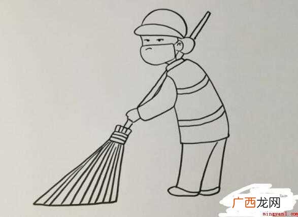 环卫工人简笔画有颜色的怎么画