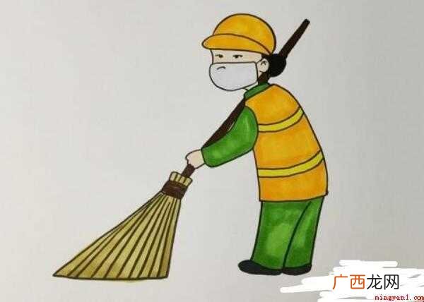 环卫工人简笔画有颜色的怎么画