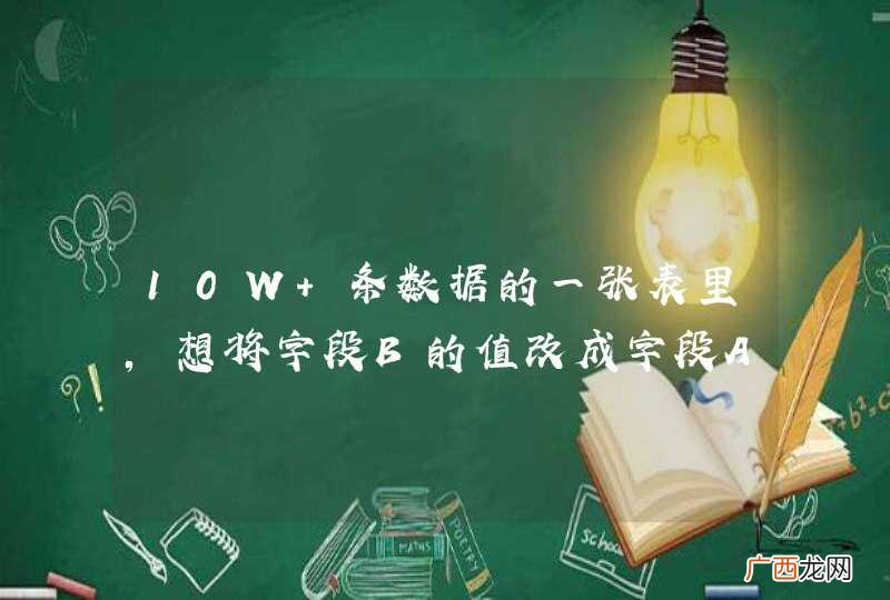 10W 条数据的一张表里，想将字段B的值改成字段A的值。应怎么做呢？？