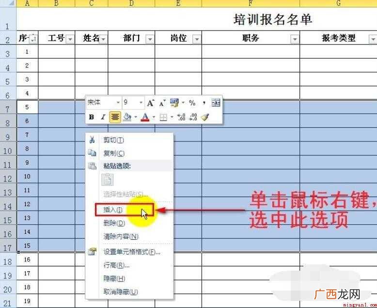Excel中如何快速插入多行