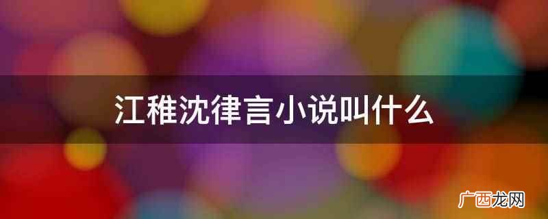 江稚沈律言小说叫什么