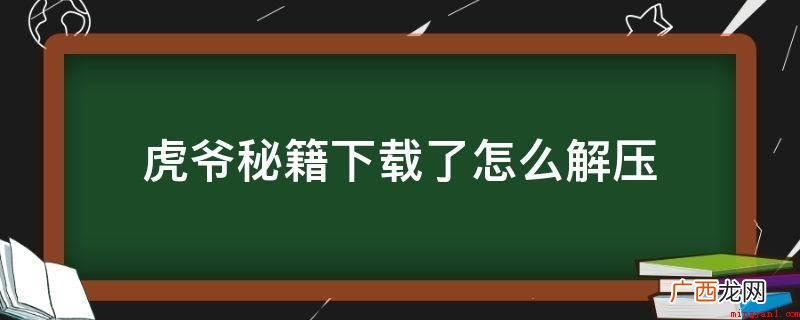 虎爷秘籍下载了怎么解压