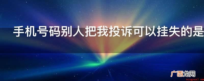 手机号码别人把我投诉可以挂失的是吗