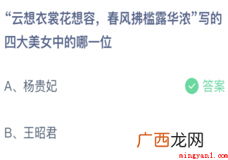 云想衣裳花想容,春风拂槛露华浓 云想衣裳花想容写的是四大美女中的哪一位
