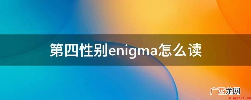 第四性别enigma读音 第四性别enigma怎么读