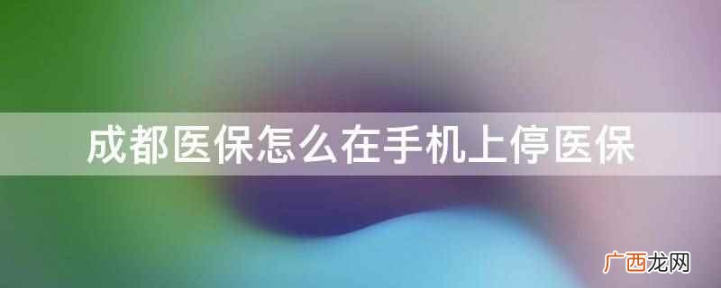 成都医保怎么在手机上停医保