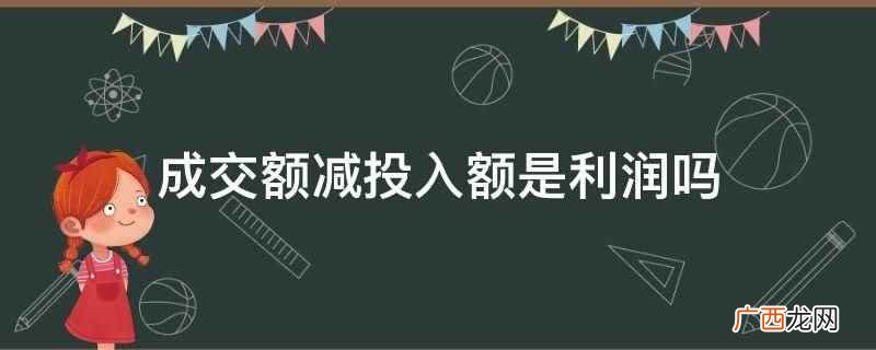 成交额减投入额不是利润 成交额减投入额是利润吗