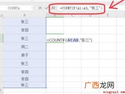 excel怎么自动统计名字数量的具体操作步骤 excel怎么自动统计名字数量