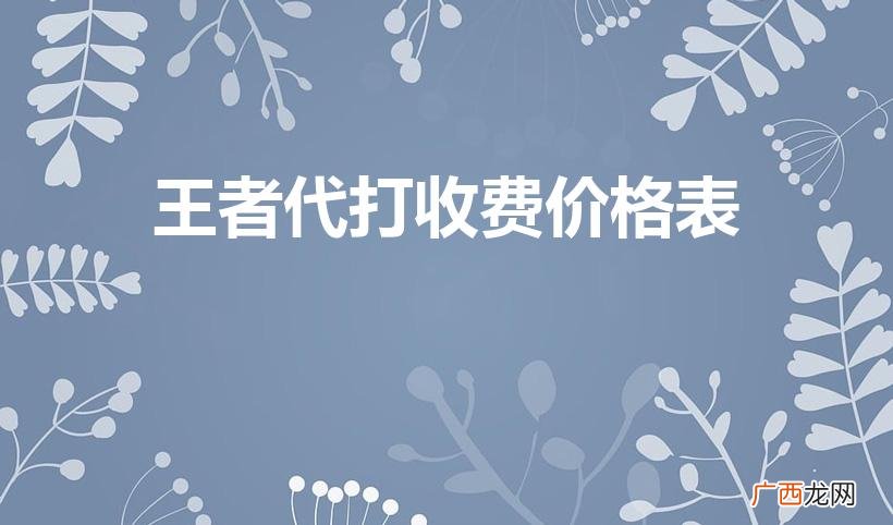 王者荣耀代练价格表 王者代打收费价格表