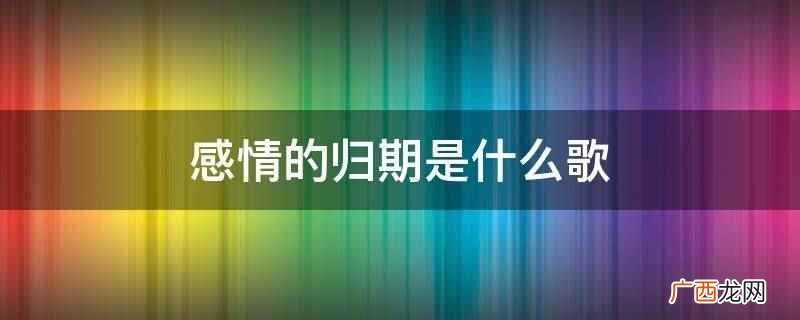 感情的归期是《莫问归期》 感情的归期是什么歌