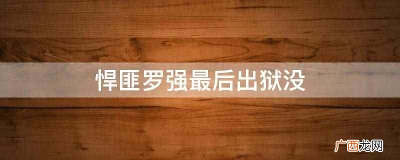悍匪罗强最后出狱没