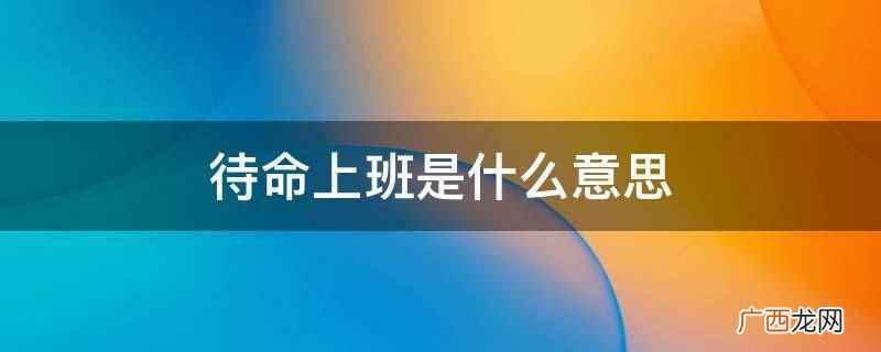 待命上班意思是随时待命