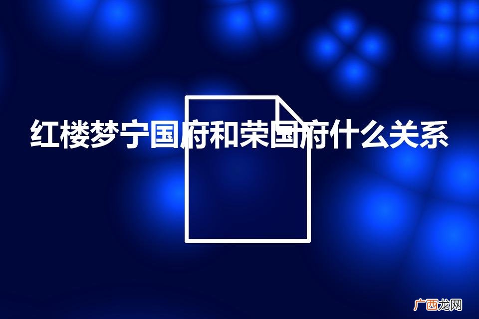 红楼梦人物关系图 红楼梦宁国府和荣国府什么关系